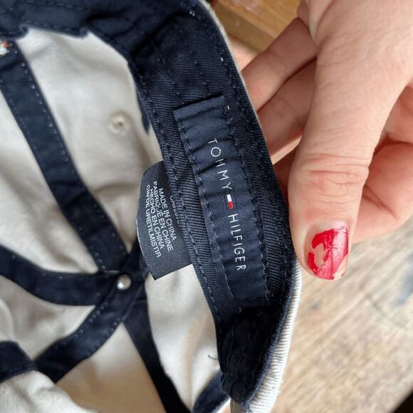 Vintage 90s Tommy Hilfiger Khaki Cotton Canvas Hat Cap Adjustable Back - One Siz - Picture 7 of 7